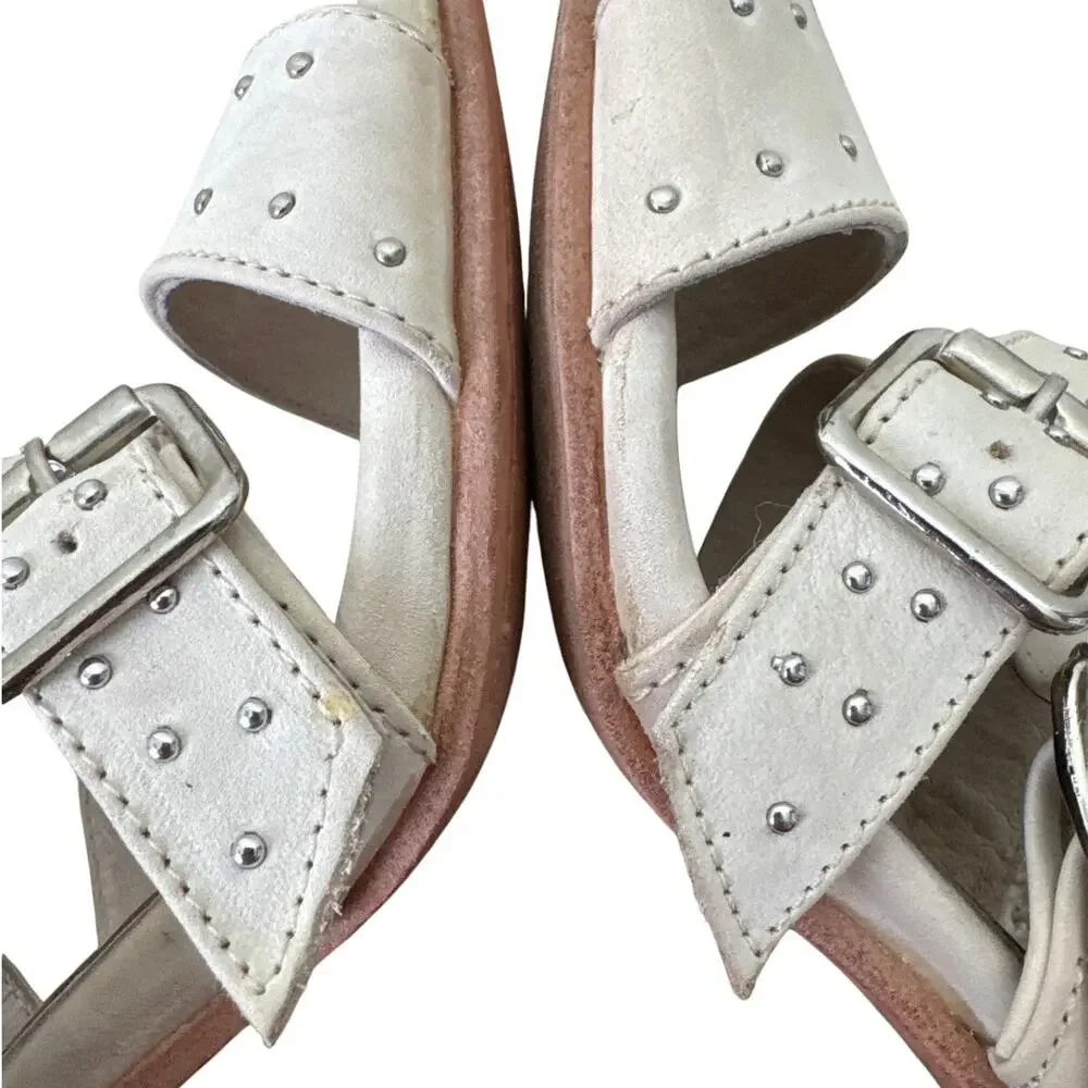 FREEBIRD BY STEVEN Tanica Off White Leather Heeled Sandal Western Size 11